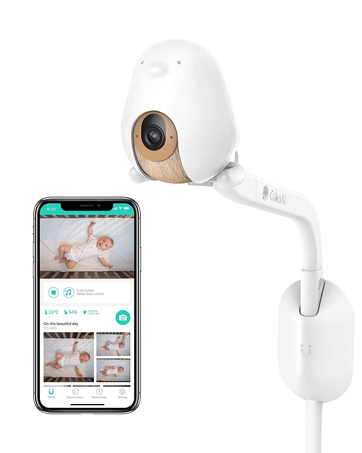 Cubo Ai Plus Smart Baby Monitor with Wall Mount