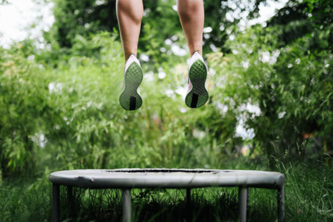 Jumping on a trampoline with Shoes