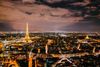 What does a drone look like in the night-A picture from a drone over Paris with all the city lights.